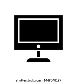 Monitor icon , business concept design emblem isolated , office screen outline solid background white