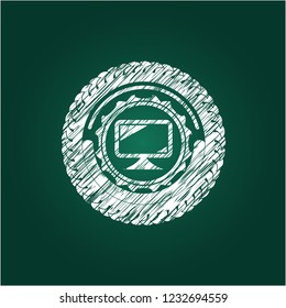 monitor icon with chalkboard texture