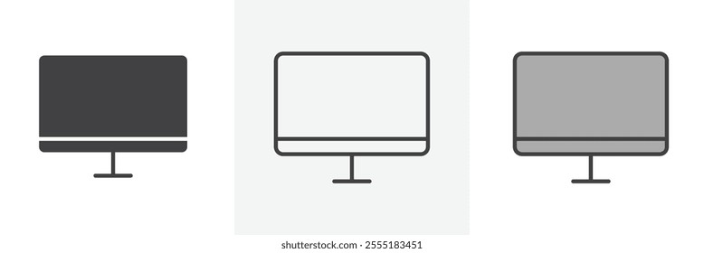 Monitor icon collection in black and colored style.