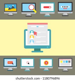 Monitor icon computer screen icon  flat design