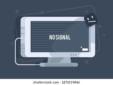 Monitor icon. Creative illustration of a TV without a signal. Cartoon style template.