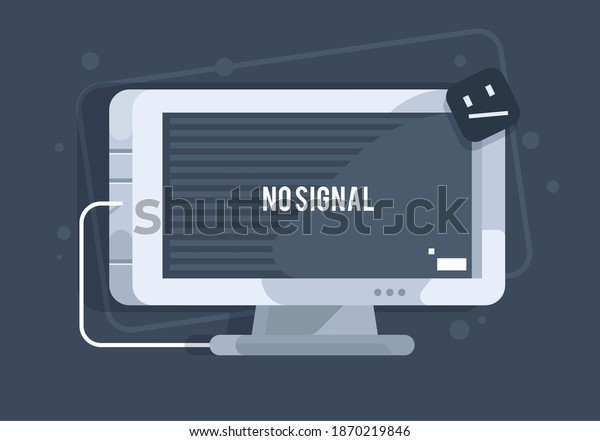 Monitor icon. Creative illustration of a TV\
without a signal. Cartoon style\
template.