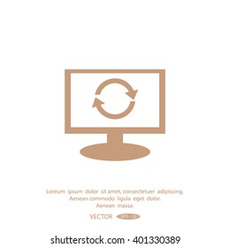 Monitor with icon of cyclic arrows
