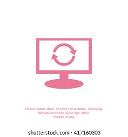 Monitor with icon of cyclic arrows
