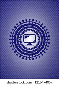 monitor icon with denim texture