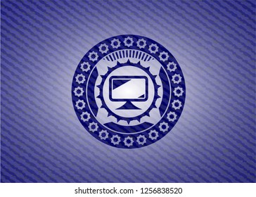 monitor icon with denim texture