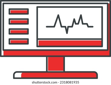 El diseño del icono del monitor con el símbolo ecg tiene el significado de análisis de salud digital, este diseño tiene el tema de salud digital que se puede usar como ilustración decorativa.