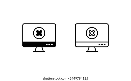 Monitor icon design with white background stock illustration