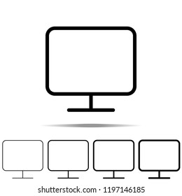monitor icon in different shapes, thickness. Simple outline vector of web for UI and UX, website or mobile application