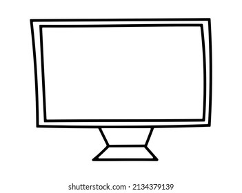 Monitor icon Doodle Vector Illustration. Isolated on a white background. Element for label, merchandise, print, logo, website.
