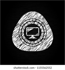 monitor icon drawn with chalkboard texture