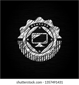 monitor icon drawn with chalkboard texture
