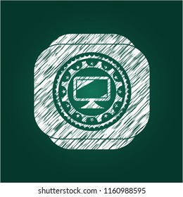 monitor icon drawn on blackboard