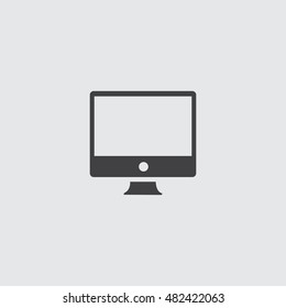 Monitor icon in a flat design in black color. Vector illustration eps10
