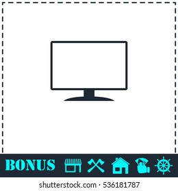 Monitor icon flat. Simple vector symbol and bonus icon