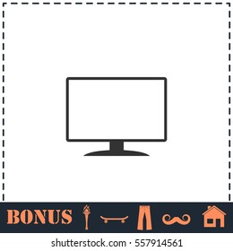 Monitor icon flat. Simple vector symbol and bonus icon