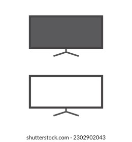Monitor icon in flat style with background.