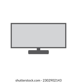 Monitor icon in flat style with background.