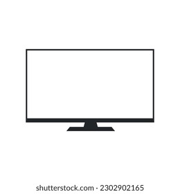 Monitor icon in flat style with background.