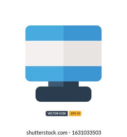 monitor icon in Flat style isolated on white background. for your web site design, logo, app, UI. Vector graphics illustration and editable stroke. EPS 10.
