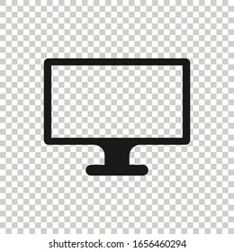 Monitor icon in flat style. Television sign vector illustration on white isolated background. Display business concept.