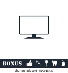 Monitor icon flat. Vector illustration symbol and bonus pictogram