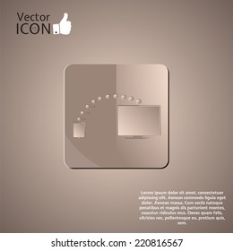 Monitor icon in the form of button. Made in vector