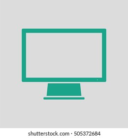 Monitor icon. Gray background with green. Vector illustration.
