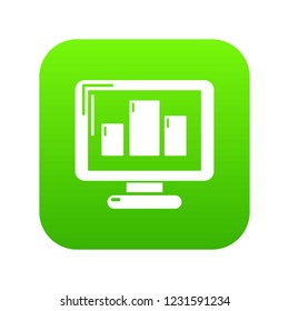 Monitor icon green vector isolated on white background