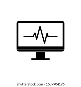 Monitor icon with heart beat icon, Laptop Vector illustration Isolated on white background