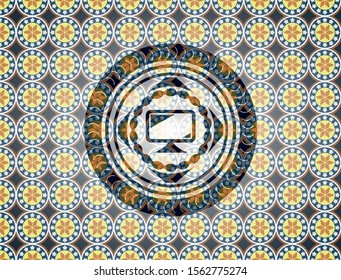 monitor icon inside arabesque badge. arabic decoration.