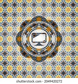icono de monitor dentro de la insignia de estilo arabesco. decoración árabe. 