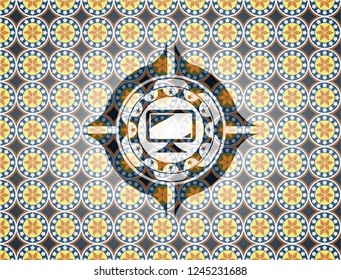 monitor icon inside arabic emblem. Arabesque decoration.