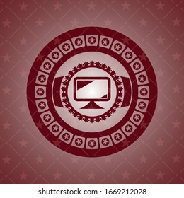 monitor icon inside badge with red background