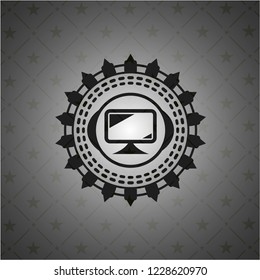 monitor icon inside black emblem. Vintage.