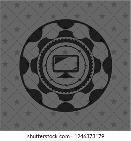 monitor icon inside black emblem