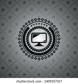 monitor icon inside black emblem. Vintage.