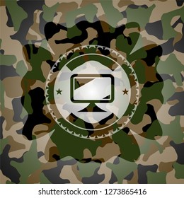 monitor icon inside camouflage texture