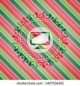 monitor icon inside christmas colors style emblem.