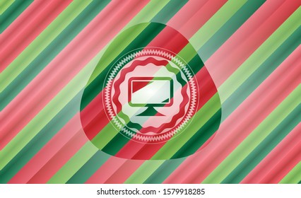 monitor icon inside christmas colors style emblem.
