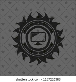 monitor icon inside dark badge or emblem