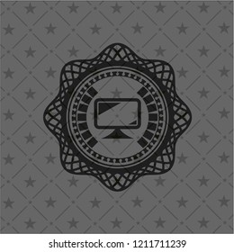 monitor icon inside dark badge or emblem