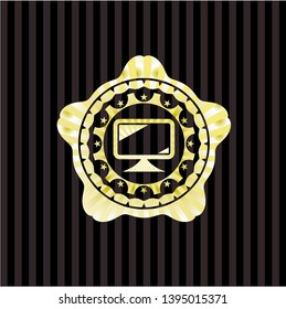 monitor icon inside gold shiny badge