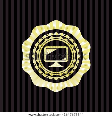monitor icon inside gold shiny emblem