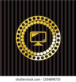 monitor icon inside golden badge