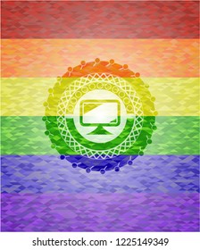 monitor icon inside lgbt colors emblem 