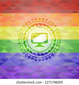 monitor icon inside lgbt colors emblem 