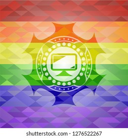 monitor icon inside lgbt colors emblem 