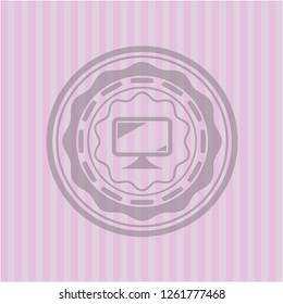 monitor icon inside pink emblem. Vintage.