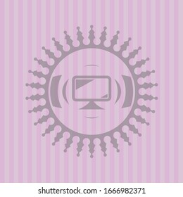 Monitorsymbol in rosafarbenem Symbol oder Emblem